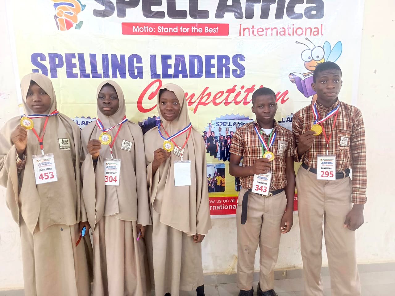 Sultan Hanafi pupils with their medals at the SPELL Africa International spelling competition